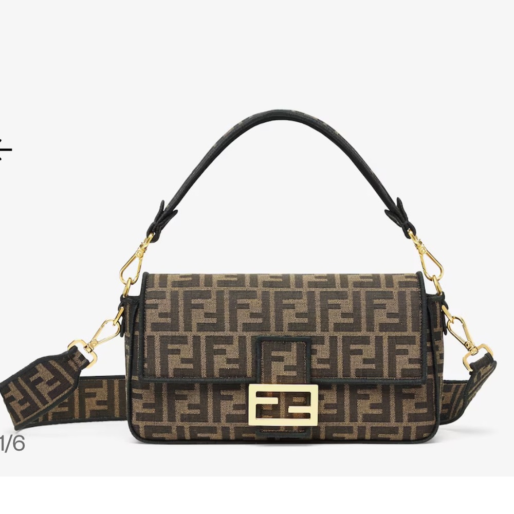 Fendi Baguette purse Brown FF jacquard fabric bag authentic